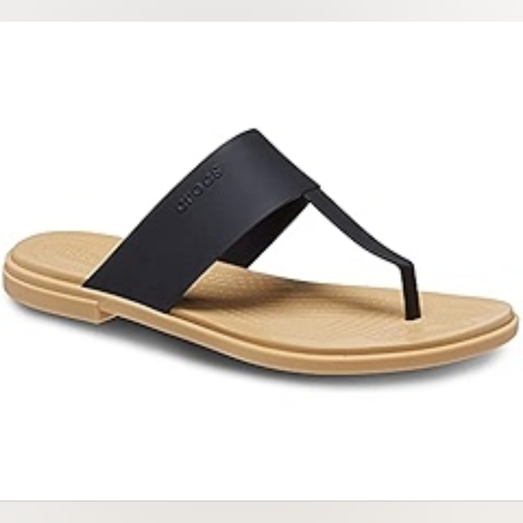 Crocs Women's Tulum Flip Flop Thong Sandal In Black Size 5 - Picture 1 of 8